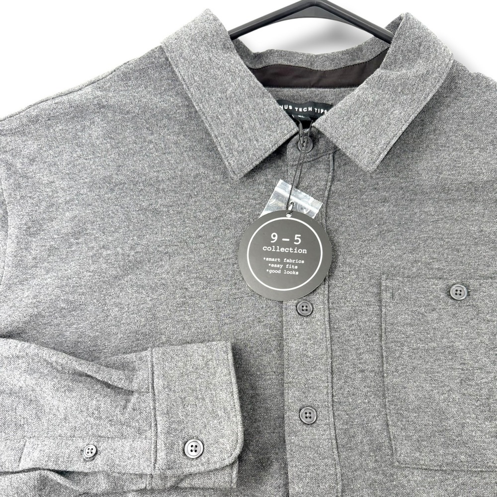 Linus Tech Tips LTT 9-5 Collection Heather Grey Button Down Shirt Mens XL NWT